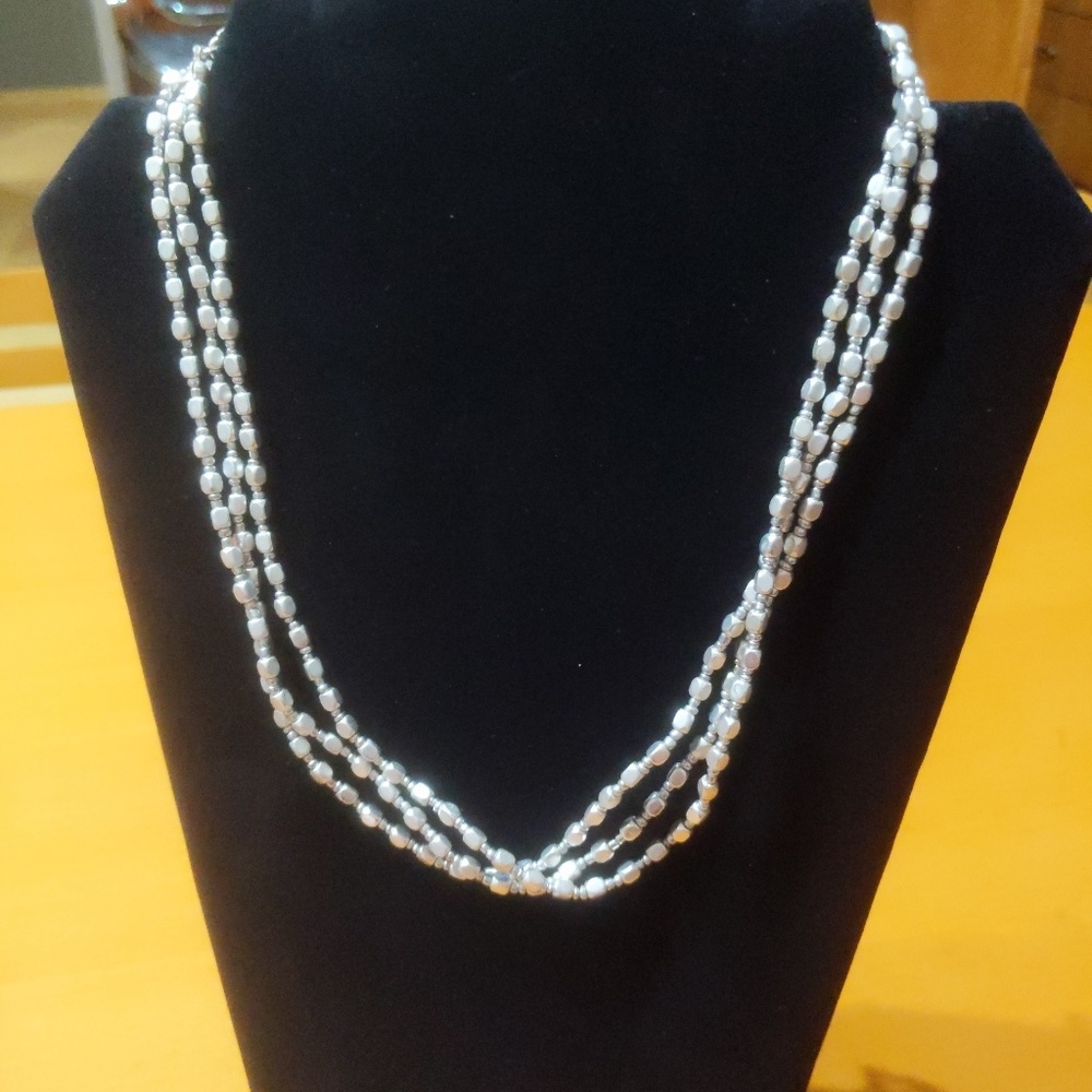 Silver Triple Strand Necklace